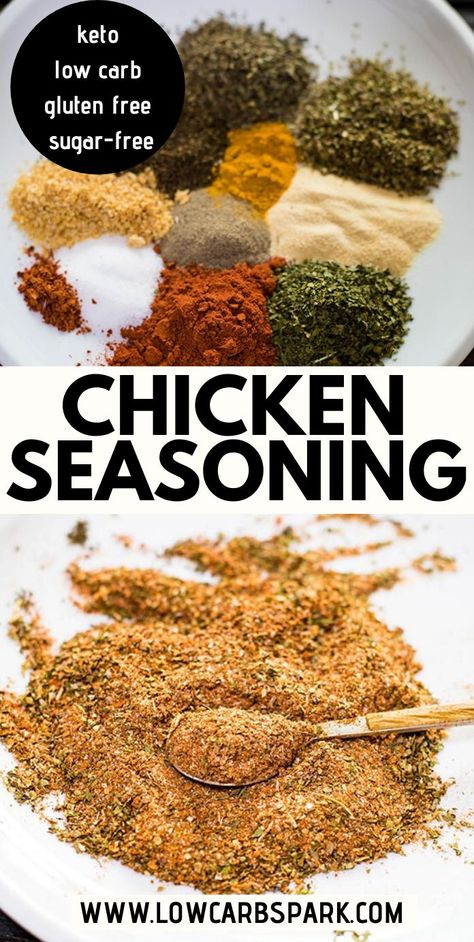 Easy Chicken Seasoning, Best Chicken Seasoning, Baked Lemon Garlic Chicken, Chicken Seasoning Mix, Fried Chicken Seasoning, Chicken Seasoning Recipes, Whole Baked Chicken, Homemade Dry Mixes, Dry Rub Recipes