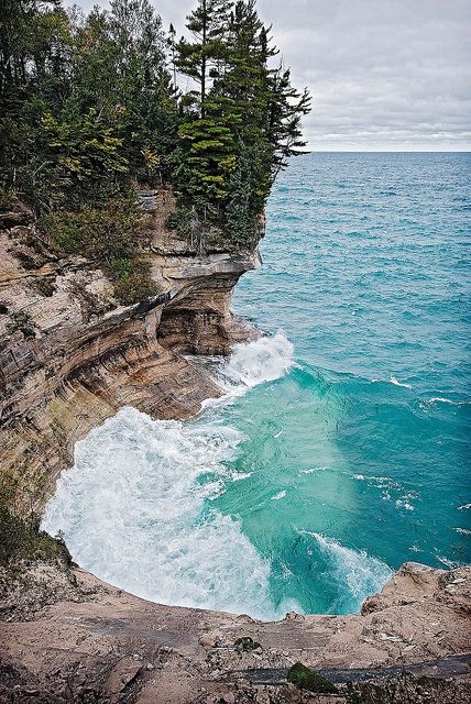 Pictured Rocks by Pure Michigan. And of course I love it up north! I never want  come back when im up there. Someday Ryan and i are going t  get a cabin up there and stay for part of the summer :) Pure Michigan Photography, Picture Rocks Michigan, Pictured Rocks Michigan, Munising Michigan, Woods Painting, 2023 Vacation, Michigan Adventures, Pictured Rocks, Michigan Girl