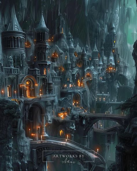 Tijana Radivojevic | Hewn City! Creating this was so hard because I had no idea how I exactly imagined it to look like. "Unlike Under the Mountain, which was… | Instagram Hewn City, Court Of Thrones And Roses, Acotar Rhysand, Under The Mountain, Mountain Aesthetic, Mountain City, Fantasy Concept, Underground Cities, Sarah J Maas Books