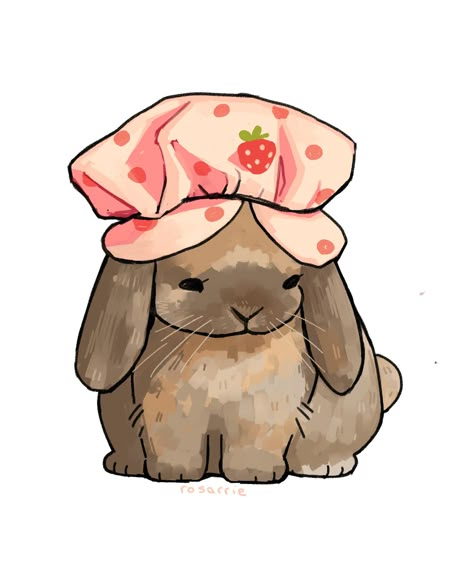 Strawberry Hat, Kawaii Rabbit, Cute Cap, Animal Drawings, Call Me, The Conversation, Log In, Cute Animals, Drawings