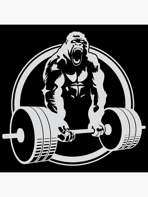 "Gorilla Gym" Poster by carlhuber | Redbubble Gorilla Gym, Gorillas Art, Gorilla Tattoo, Gym Poster, Gym Art, Gym Logo, Gym Tees, Motivation Poster, Fitness Art