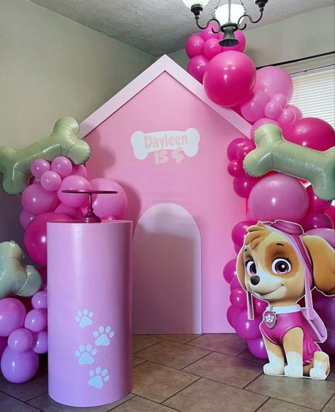 Pink Paw Patrol Party Ideas, Skye Paw Patrol Balloon Garland, Skye Paw Patrol Party Backdrop, Skye Centerpiece Paw Patrol, Skye Paw Patrol Birthday Background, Sky Paw Patrol Party 3rd Birthdqy, Skye Paw Patrol Party, Paw Patrol Birthday Decorations, Paw Patrol Party Decorations