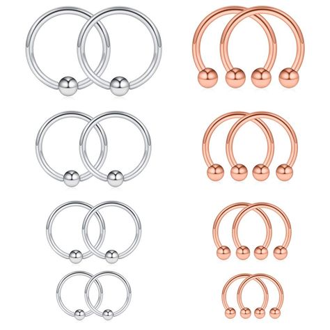 Ruifan 8PRS(16PCS) 14G Surgical Steel Horseshoe and Captive Bead Nose Hoop Septum Earring Eyebrow Tongue Lip Nipple Helix Tragus Piercing Rings 6-12mm *** Read more reviews of the product by visiting the link on the image. (This is an affiliate link) Septum Earrings, Hoop Septum, Piercing Rings, Septum Piercing Jewelry, Tragus Piercing Jewelry, Septum Piercings, Cartilage Jewelry, Vintage Jewellery Rings, Eyebrow Ring