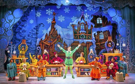 Elf Musical, Christmas Theatre, Musical Set Design, Popular Christmas Movies, Elf The Musical, Theatre Crafts, Lion King Broadway, Christmas Spectacular, Theater Performance