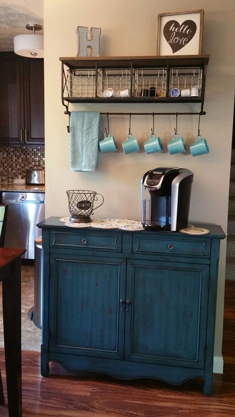 Coffee Bar Fancy Coffee Bar Ideas, Mexican Rustic Home Decor, Tea Coffee Bar, Townhouse Ideas, Yellow Colour Scheme, Coffee Bar Ideas, Coffee Bar Home, Teal Yellow, Bar Home