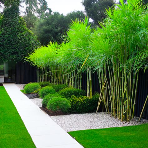 Bamboo Backyard, Bamboo Privacy Hedge, Sustainable Landscape Design, Bamboo Hedge, Bamboo Landscape, Sustainable Landscape, Sustainable Landscaping, Garden Privacy, Front Yard Garden Design