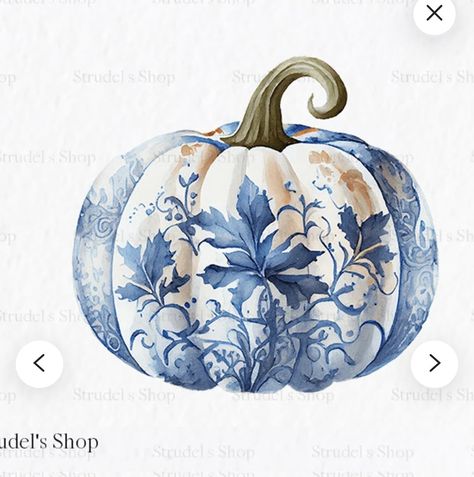 Cherub Art, Photo Bleu, Pumpkin Printable, Blue Art Prints, Blue Pumpkins, Watercolor Pumpkins, Decoupage Art, Pumpkin Fall Decor, Fall Watercolor