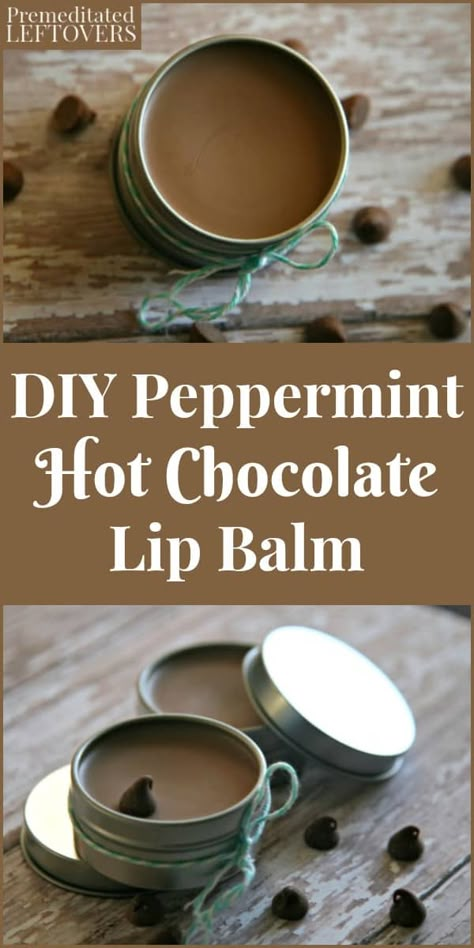 Chocolate Lip Balm, Homemade Lip Balm Recipe, Diy Lip Balm Recipes, Peppermint Chocolate, Peppermint Hot Chocolate, Lip Balm Recipes, Homemade Lip Balm, Homemade Lotion, Diy Lip Balm