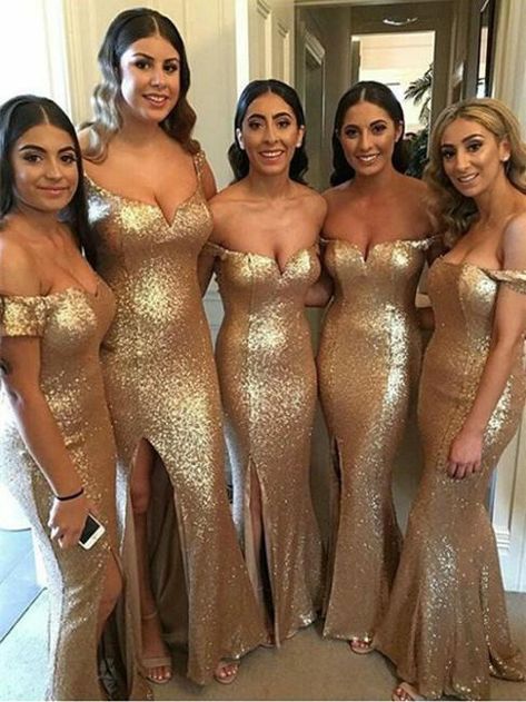 BohoProm Bridesmaid Dress Sheath Off-Shoulder Floor Length Sequined Gold Bridesmaid Dresses HX008 Golden Bridesmaid Dresses, Gold Sequin Bridesmaid Dress, Mermaid Long Bridesmaid Dresses, Mermaid Bridesmaid, Sequin Bridesmaid, Gold Bridesmaid Dresses, Sequin Bridesmaid Dresses, Mismatched Bridesmaid Dresses, Gold Bridesmaids