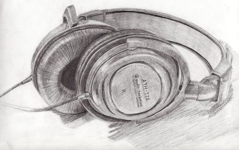 Headphone Sketch, Headphones Drawing, Sketch Paper, Art Apps, Still Life Drawing, Pencil Art Drawings, Graphite Pencils, Anatomy Art, Life Drawing