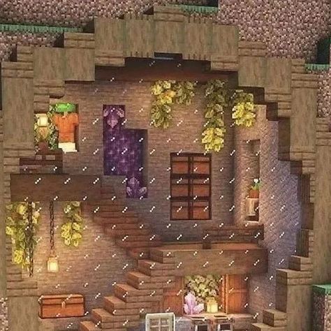 Minecraft Building Designs😇 on Instagram: "Mountainside house tutorial! Follow @awesomebuild for more amazing builds! Credit: @executivetree #minecraftideas #minecrafthouses #minecrafttutorial #minecraftindonesia #minecraftuniverse #minecraftsurvival #minecraftedit #minecraftyoutuber #minecraftbuildings #minecraftcreations #minecraftbuilding #minecraftredstone #minecraftdesign #minecraftarchitecture #minecraftedits #minecraftfanart #minecraftbedrock #minecraftparty #minecraftdiaries #minecraf Minecraft Stairs Mountain, Minecraft Mountain Wall House, Hanging Mountain House Minecraft, Mountain Storage Room Minecraft, Mountainside House Minecraft, Minecraft Mountainside House, Minecraft Mountain Fortress, Minecraft Stairs, Cottage Blueprints