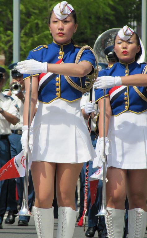 March Past Uniform Ideas, Marching Bands, Uniform Ideas, Color Guard, Girls Uniforms, Asian Outfits, Gaming Clothes, Marching Band, Cool Costumes