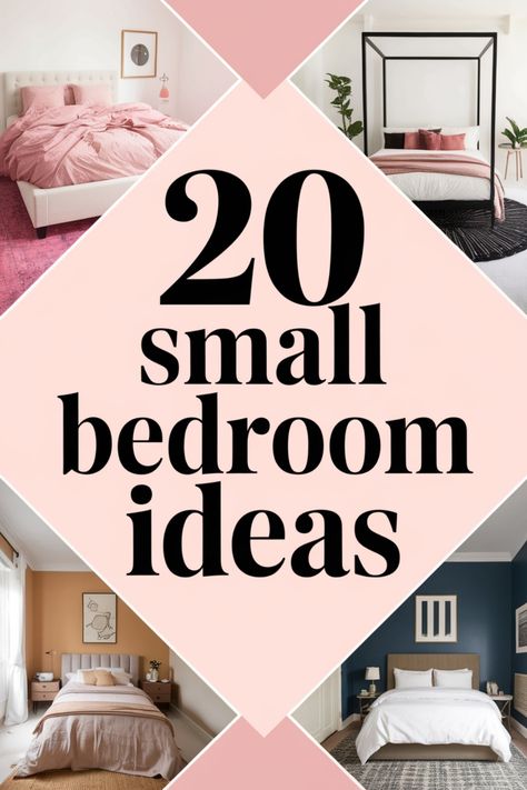 20 small bedroom ideas featuring cozy and stylish designs. Small Woman Bedroom Ideas, Decor Small Bedroom Ideas, Very Very Small Bedroom Ideas, Small Room Ideas For Women, Small Bedroom Design Ideas For Women, Styling A Small Bedroom, Small Bedroom Decor Ideas For Women Simple, Small Queen Bedroom Ideas, Small Square Bedroom Layout