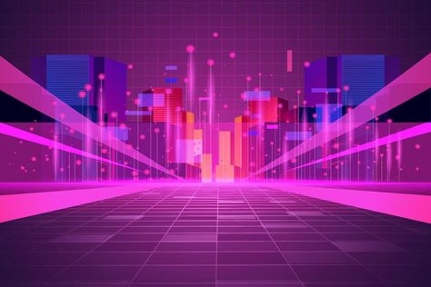 metaverse purple technology background template Technology Background Landscape, Purple Background Landscape, Pink Technology, Dancing Room, Neon Backgrounds, Purple Vibe, The Metaverse, City Background, Background Template