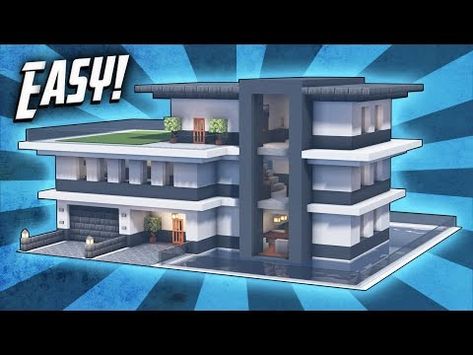 Minecraft Mansion Blueprints, Modern Mansion House, Minecraft House Tutorial, Modern Minecraft Houses, House Tutorial, Minecraft House Tutorials, Mansion House, Minecraft Inspo, Minecraft House