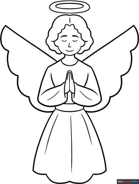 Free, printable easy angel coloring page for kids. Print it out or color it online. https://easydrawingguides.com/coloring-pages/easy-angel/ Cute Angel Drawing Easy, Angel Outline Drawing, Angel Drawing Easy, Angel Outline, Angel Coloring Pages, Easy Drawing Guides, Drawing Guides, Angel Drawing, Music Teaching