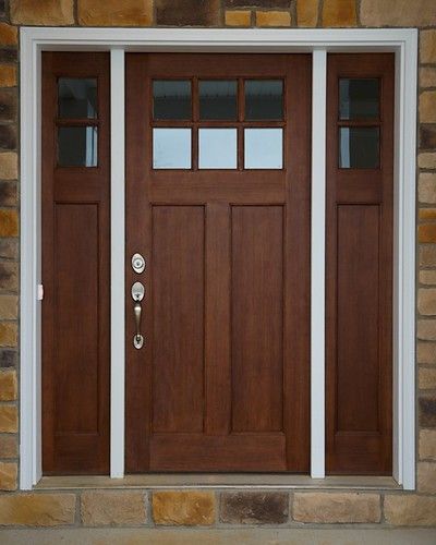 Craftsman Style Front Door, Craftsman Style Front Doors, Craftsman Front Door, Craftsman Front Doors, Entry Door With Sidelights, Unique Front Doors, Best Front Doors, Craftsman Door, Front Door Paint Colors