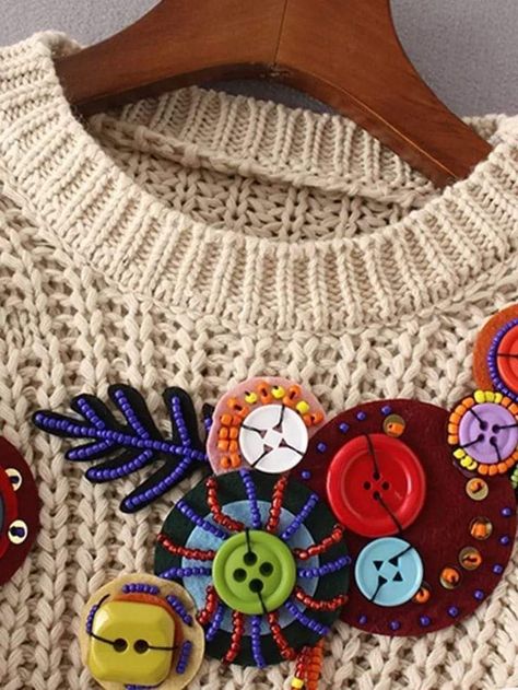 Clothes Embroidery Diy, Gilet Crochet, Fabric Embellishment, Crochet Quilt, Yarn Thread, Embroidery Flowers Pattern, Embroidery On Clothes, Handwork Embroidery Design, Button Art