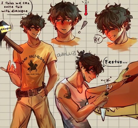 Leo Valdez Fanart, Crush On Him, Percy Jackson Drawings, Percy Jackson Comics, Percy Jackson Wallpaper, Team Leo, Jason Grace, Percy Jackson Fan Art, Percy Jackson Characters