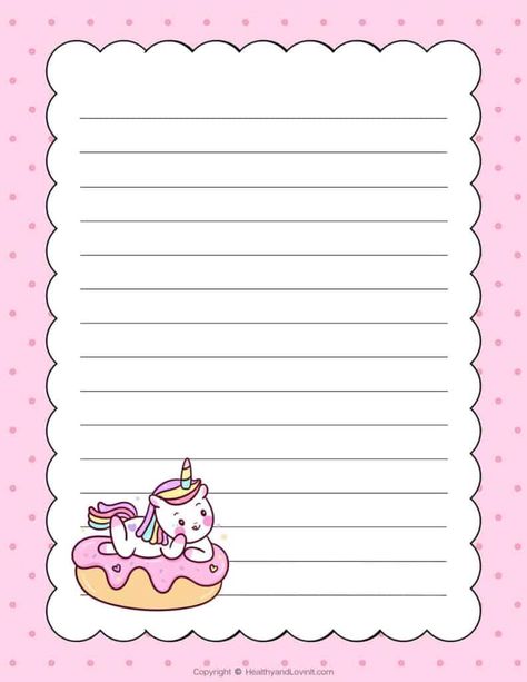 Unicorn Stationary Printable, Cute Note Template Printable, Kawaii Stationery Printable, Printable Note Paper Cute, Cute Stationery Paper, A4 Lined Paper Printable Free, Cute Paper Template, Cute Letter Template, Notes Design Template