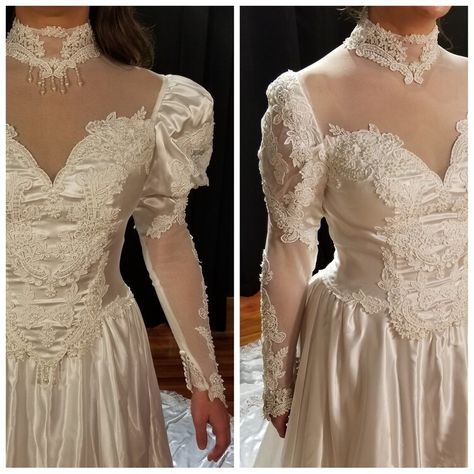 Dress Makeover, 80s Wedding, Old Wedding Dresses, Bodice Wedding Dress, Mom Wedding Dress, Anniversary Outfit, Wedding Dressses, Wedding Dress Alterations, Bridal Decorations