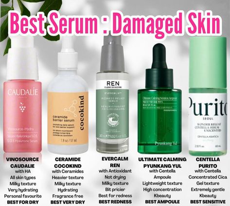 Imperfect Skin, Ren Evercalm, Caudalie Vinosource, Best Serums, Damaged Skin Barrier, Product Comparison, Pyunkang Yul, Hello Glow, Face Care Tips