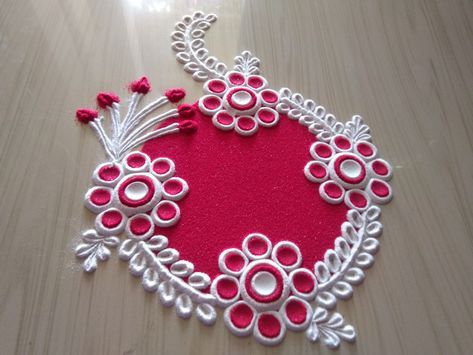 Rangoli Designs With 2 Colour, 3 Colour Rangoli Design, 2 Colour Rangoli Designs, Rangoli With 2 Colours, 2 Color Rangoli, Rangoli Designs For Lakshmi Puja, Latest Rangoli Designs 2022, Very Easy Rangoli Designs For Beginners, Navratri Rangoli Design Simple