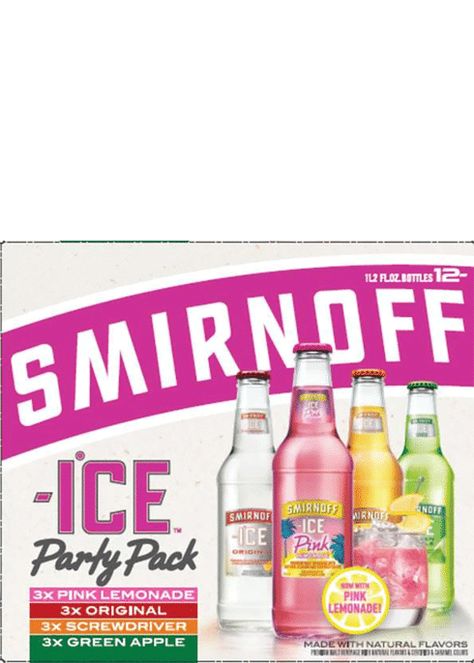 United States- Malt Beverage- Smirnoff would like to add a special ""twist"" to your next social gathering with their Twisted Party Pack. Enjoy the sweet flavors of Smirnoff Ice, Twisted Green Apple, and Twisted Raspberry as you kick your party to the next level! Smirnoff Ice Flavors, Ice Flavors, Smirnoff Bottle, Best Freeze Dried Food, Ice Party, Hard Lemonade, Smirnoff Ice, Sparkling Drinks, Hard Seltzer