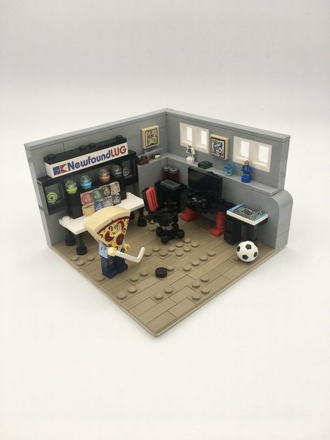 My LEGO & Gaming Room | Small 16x16 MOC representing my real… | Flickr Small Lego House Ideas, Lego House Furniture, Lego House Interior, Lego City Room, Lego Room Ideas, Lego Modern House Moc, Lego Houses, Lego House Ideas, Lego Games