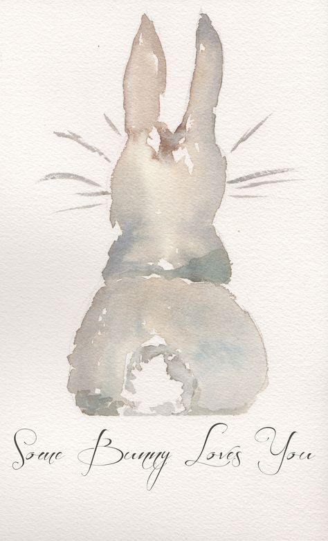 Easy Easter Ideas, Easter Table Setting, Easter Drawings, Easter Paintings, Idee Babyshower, Easter Cards Handmade, Bunny Watercolor, Bunny Painting, Easter Table Settings