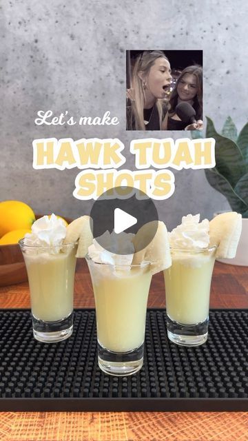 Derek Koza on Instagram: "Hawk Tuah Shots 🦅💦

Ingredients
- Vodka
- Coconut Rum
- Banana Liqueur
- Pineapple Juice
- Cream of Coconut
- Whipped Cream
- Banana

#cocktailrecipes #cocktails #cocktail #drinkrecipes #drinks #mixology #cocktailtime #drink #drinkstagram #cocktaildress #shots #shotrecipes" Banana Liqueur Shots, Rumchata Pineapple Drink, Drinks With Cream Of Coconut, Rumchata Coconut Cream Recipes, Rumchata Recipes Shots, Rumchata Recipes, Banana Liqueur, Coconut Cream Recipes, Cream Of Coconut