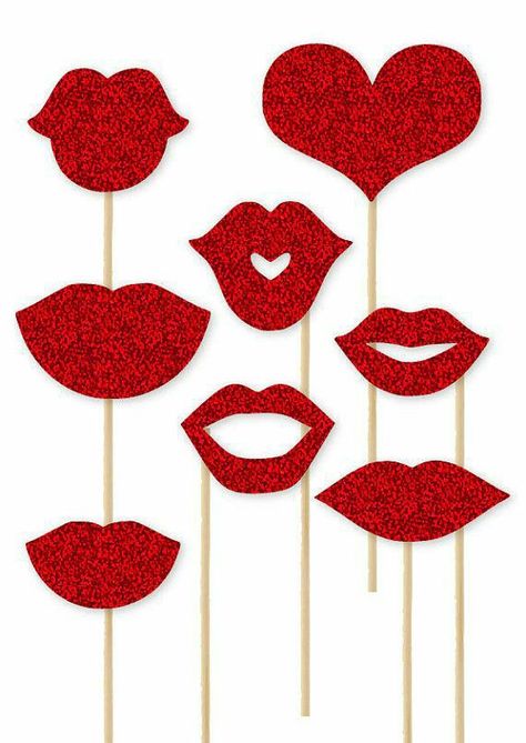 Red Glitter Lips, Party Photobooth, Bachelorette Party Banners, Lips Photo, Wedding Photo Booth Props, Photobooth Props, Glitter Cupcakes, Bamboo Stick, Bridal Party Photos