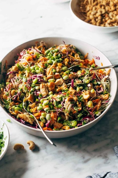 Cashew Crunch Salad with Sesame Dressing - this is the healthy summer recipe that makes me ACTUALLY WANT TO EAT A SALAD. #healthy #summer #healthysummerrecipe #salad #cashew | pinchofyum.com Cashew Crunch Salad, Garbanzo Salad, Cashew Crunch, Cashew Salad, Crunch Salad, Chicken Chow Mein, Chow Mein Noodles, Sesame Dressing, Salad Healthy