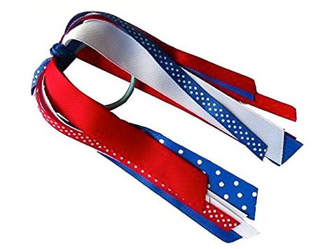 4th of July Patriotic Ponytail Streamer Funny Girl Designs - Red White and Blue Polka Dot Blue Ponytail, Ponytail Streamer, Hair Bracelet, Hair Ribbons, Funny Girl, Hair Ribbon, How To Make Ribbon, Hair Elastics, Blue Polka Dots