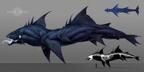 Alien Fish, Ocean Monsters, Sea Creatures Art, Monster Artwork, Alien Life, Mythical Creatures Fantasy, Creature Artwork, Alien Concept, Fantasy Beasts