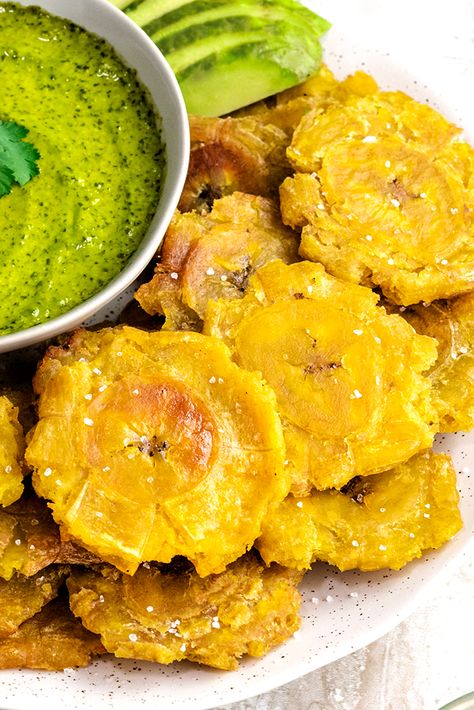 Fried Green Plantains, Tostones Recipe, Green Plantains, Fried Plantain, Fried Plantains, Golden Coins, Plantain Recipes, Fried Green, Plantains Fried