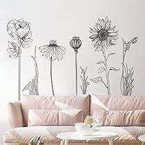 Dandelion Wall Decal, Tv Backdrop, Wildflower Wall, Modern Wall Decals, Floral Wall Decals, Backdrop Wall, Diy Wall Stickers, Plants Wall, Wall Art Sticker