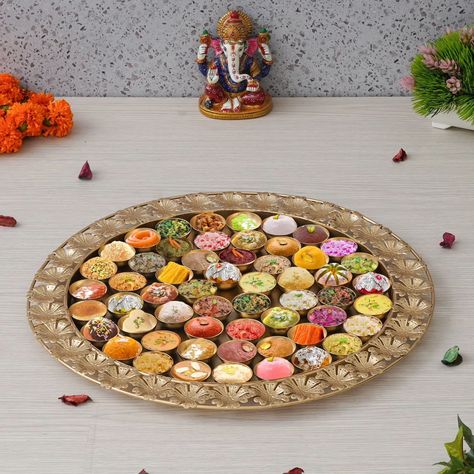 metal 56 bhog thali size 20"*29"*1.5" metal powder coated 56 Bhog Thali, Divine Grace, Grace To You, Powder Coated, Size 20