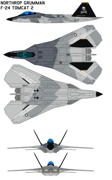 Northrop Grumman F-24 Tomcat 2 Naval Advanced Tactical Fighter (NATF) 1988-1991 Due to Congressional intervention, the US Navy agreed to evaluate a navalized version of the US Air Force's Advanced ... F-14d Super Tomcat, Tomcat F14, Northrop Grumman, F14 Tomcat, Stealth Aircraft, Naval Aviation, Airplane Fighter, F-14 Tomcat, Air Fighter