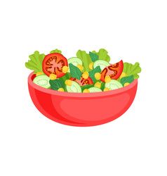 Fresh vegetable salad in gray ceramic bowl fresh Vector Image Salad Drawing, Fresh Vegetable Salad, Gacha Editing, Sliced Tomatoes, Leafy Salad, Food Truck Festival, Eat Salad, Red Ceramic, Sliced Tomato