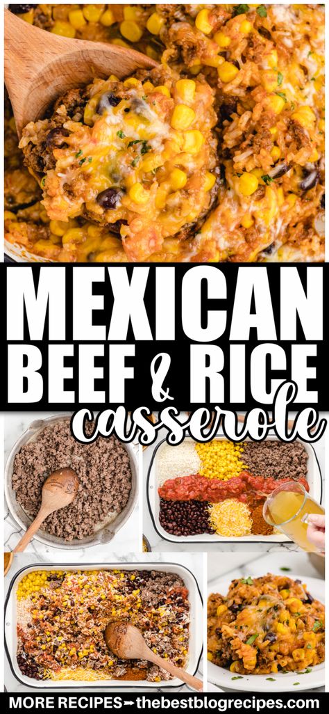 Dinner With Mexican Rice, Casserole Recipes Easy, Beef And Rice Casserole, Cheesy Casserole Recipes, Mexican Rice Casserole, Mexican Beef, 2024 Recipes, Mexican Casserole, Cheesy Casserole