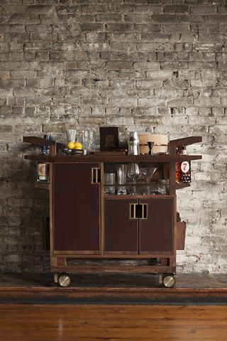 Everything You Need to Know About Stocking a Bar Cart | Hint: It's easier than you think. Wine Bar Cart, Wooden Bar Cart, Bar Cart Design, Drink Cart, Drinks Trolley, Great Wall Of China, Tasting Table, Plant Shelves, Wooden Bar