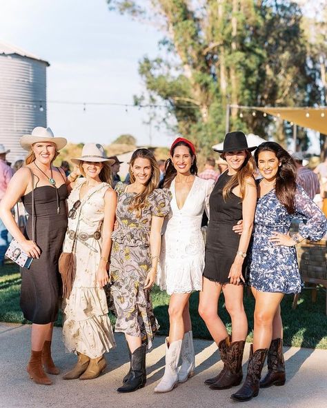 All Posts • Instagram Western Outfits Women Wedding, Cowboy Party Outfit Women, Cowboy Cocktail Attire, Long Dress With Cowboy Boots, Western Wedding Attire, Western Wedding Outfits Guest, Western Wedding Guest Outfit, Cowgirl Cocktail, Aspen Chic