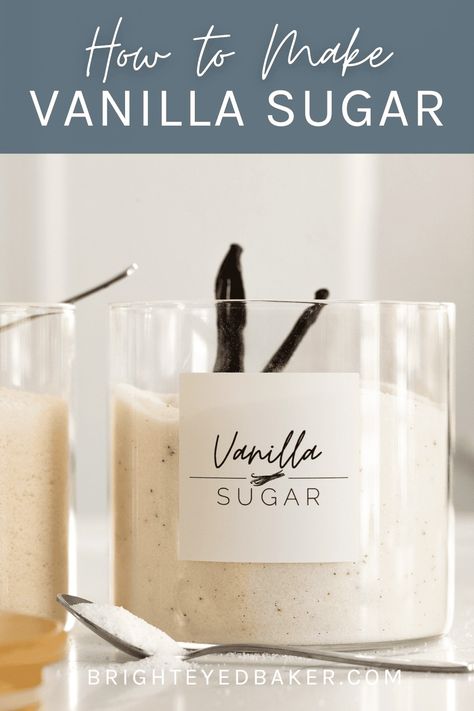 Learn how to make vanilla sugar at home with any form of vanilla you have on hand. My easy vanilla sugar recipe includes 4 different methods using your choice of vanilla beans, vanilla extract, or vanilla paste. Plus, you can download your own set of free kitchen storage labels to make your jars of vanilla sugar look like they came from a specialty store! Vanilla Sugar Recipe Homemade, Vanilla Candle Recipes, Homemade Vanilla Sugar, How To Make Vanilla Sugar, Make Your Own Vanilla Extract, Recipes With Vanilla Bean, Vanilla Bean Paste Uses, How To Make Vanilla Extract, Vanilla Paste Recipe