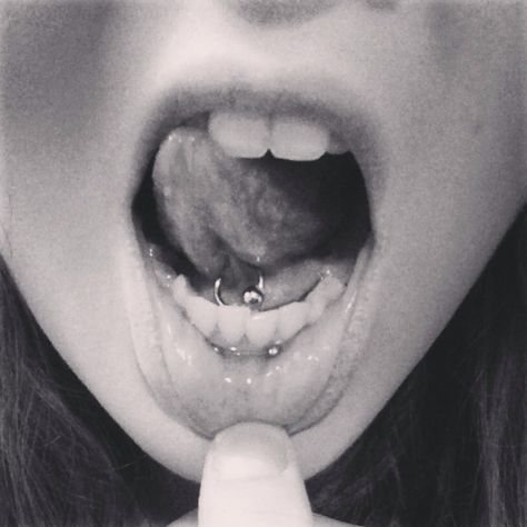 My tongue web and my frowny! I love them, they are hidden so only you know they are there.. The least painful piercings I have ever had! Frowny Piercing Mouth, Frowny Piercing, Hidden Piercings, Tongue Web, Hide Piercings, Frenulum Piercing, Least Painful Piercings, Types Of Pins, Discreet Tattoos