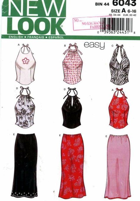 Halter Top And Skirt, Halter Top Pattern, Upcycle Clothes Diy, Diy Vetement, Sewing Design, Diy Sewing Clothes, Clothes Sewing Patterns, Halter Tops, Fashion Sewing Pattern