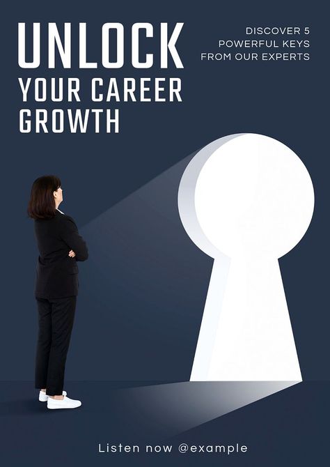 Career growth poster template, editable text and design | free image by rawpixel.com / Bew Growth Poster, Teal Sofa Living Room, Teal Sofa, Door Key, 2024 Design, Women Poster, Business Leadership, About Business, Career Woman