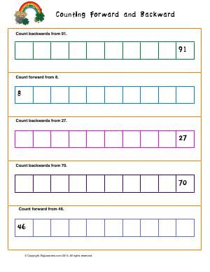 Worksheet | Counting Forward and Backward | Practice counting forward and backwards. Forward And Backward Counting Worksheet, Backward Counting, Worksheet Counting, Maths Activity, Line Math, First Grade Reading Comprehension, Kindergarten Math Worksheets Free, Holiday Homework, Mathematics Worksheets