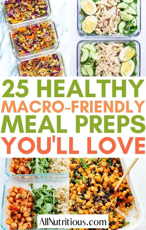 These brilliant macro-friendly meal prep recipes are perfect meals to make to help you reach all your health and fitness goals. Preparing more healthy lunches and dinners will help you stay on track more easily. #MealPrep #Macros Macro Meal Plan, Macro Nutrition, Macros Diet, Counting Macros, Macro Friendly Recipes, Meal Prep Recipes, Macro Meals, Meal Prep Bowls, Prep Recipes