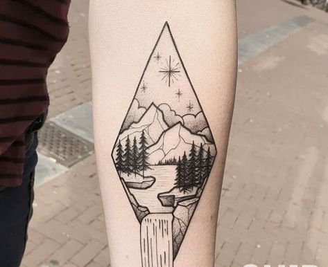 Waterfall Tattoos Waterfall Tattoo Ideas, Waterfall Tattoos, Waterfall Tattoo, Berg Tattoo, Jungle Tattoo, Lake Tattoo, Amazing Waterfall, Ufo Tattoo, Nature Tattoo Sleeve